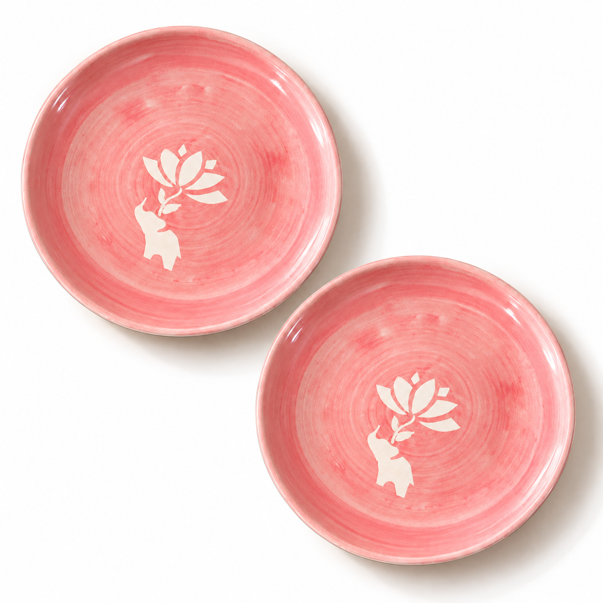 Lucky Lotus Handpainted Ceramic Plate (7.5 inches) - Pink