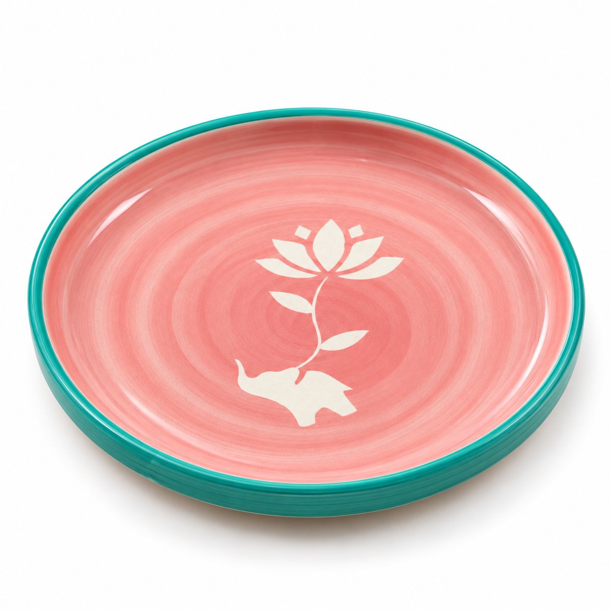 Lucky Lotus Handpainted Ceramic Plates (8 Inches) - Pink