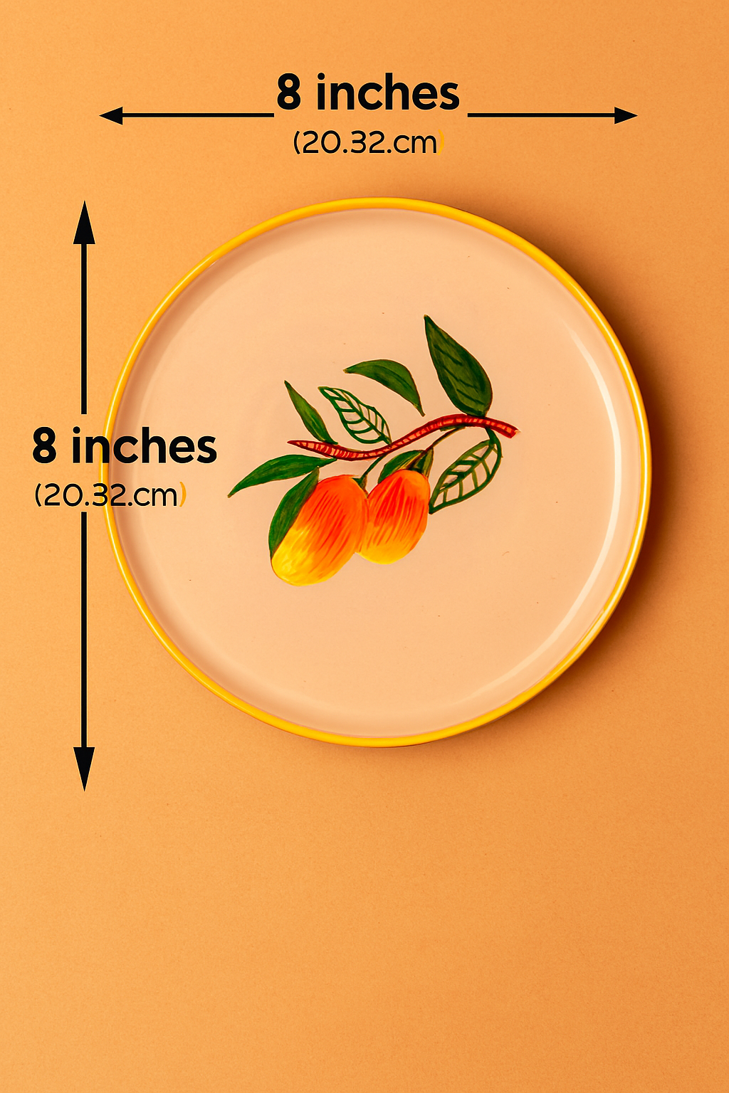 Mango Mehfil Handpainted Ceramic Snack Plate (8 inches)