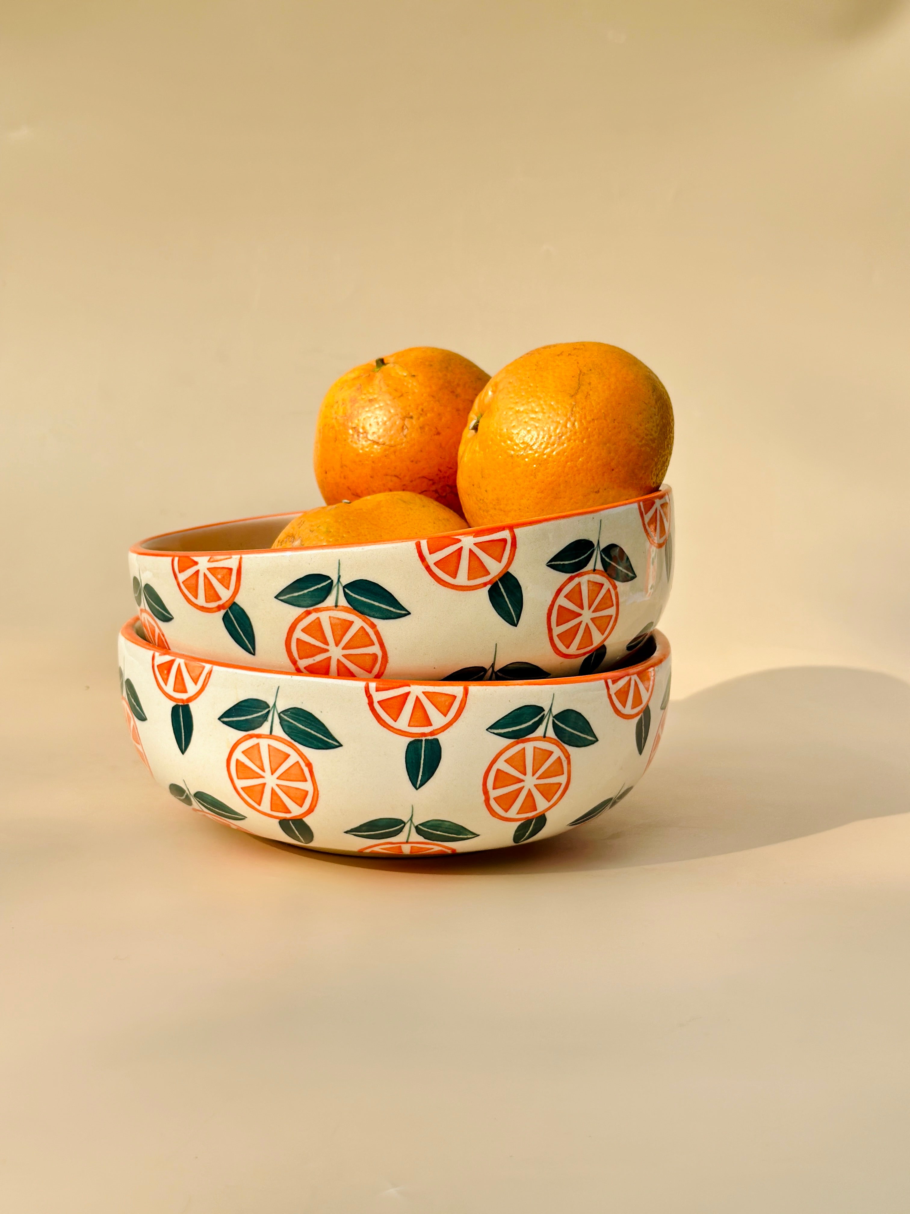 Narangi Orange Ceramic Bowl - Large