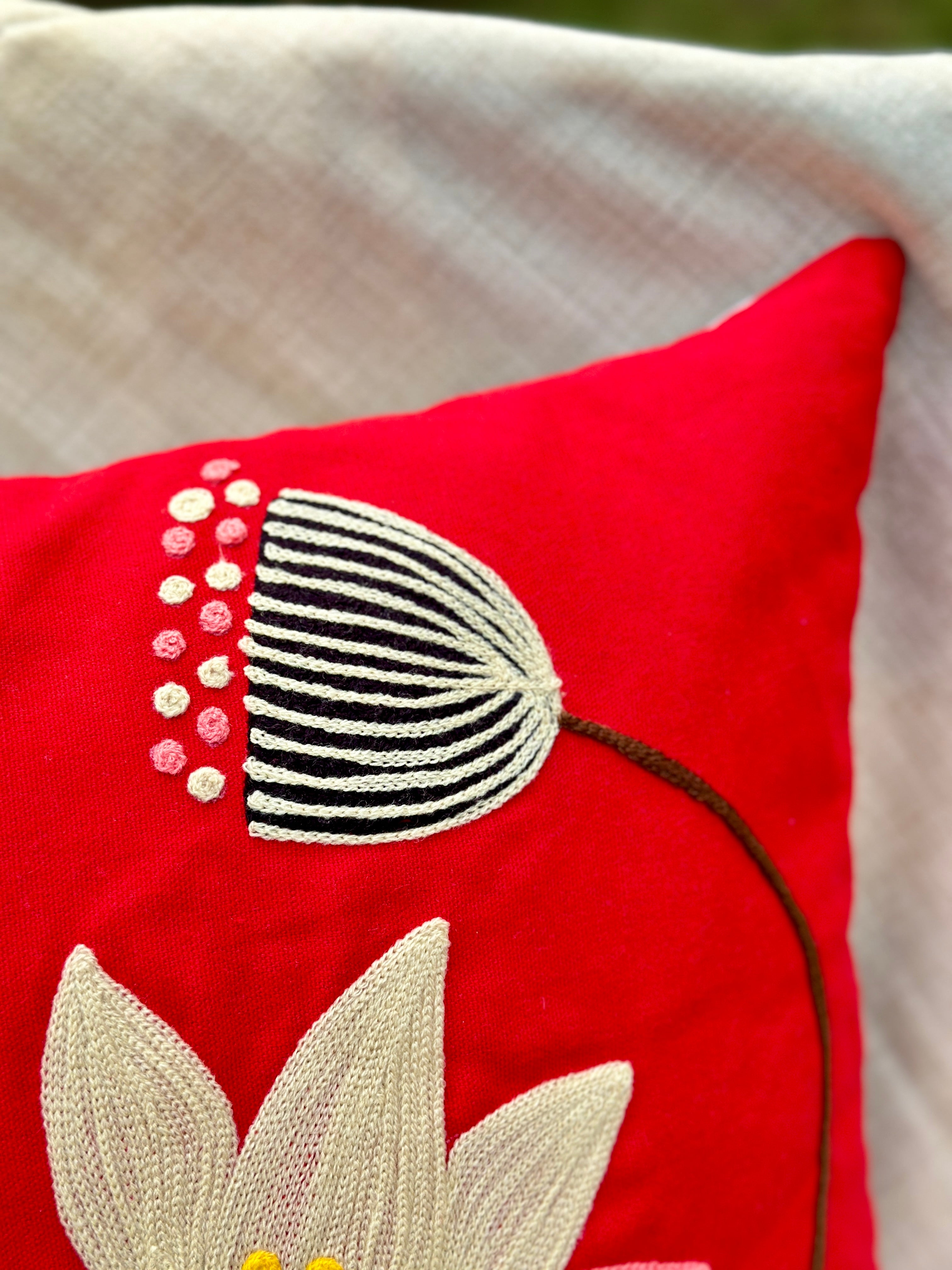 Lotus Red Pod Cushion Cover