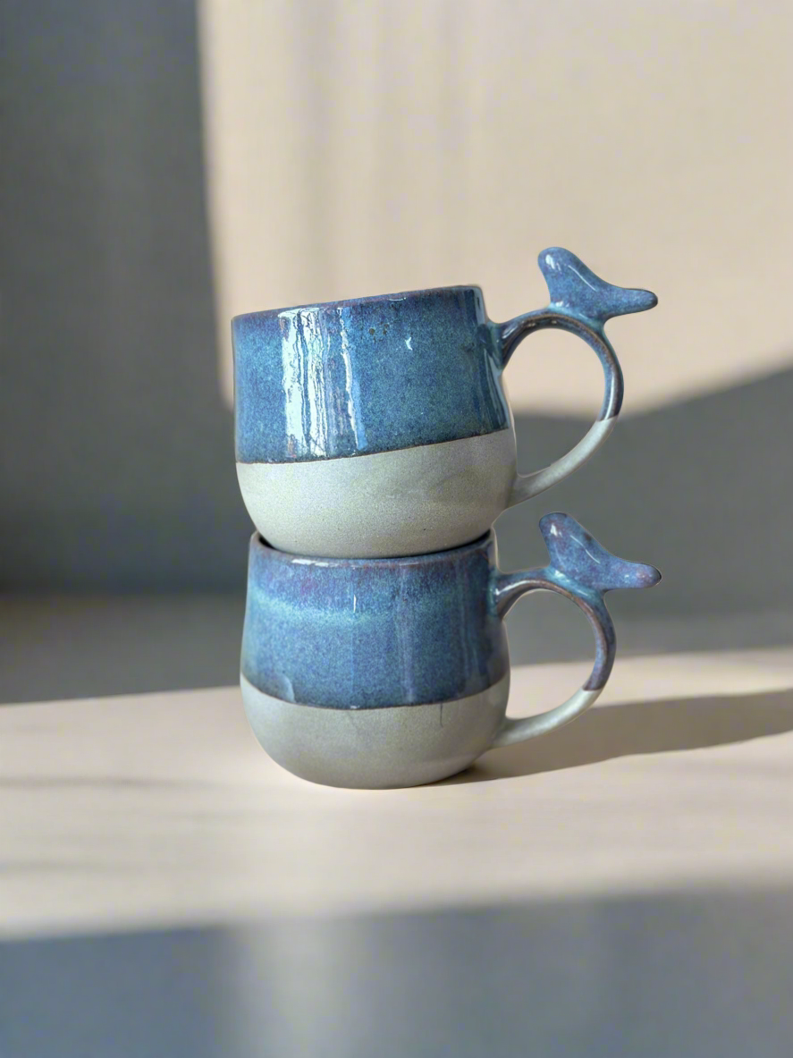 Teal Blue Little Birdie Glazed Beverage Mug (200ml)