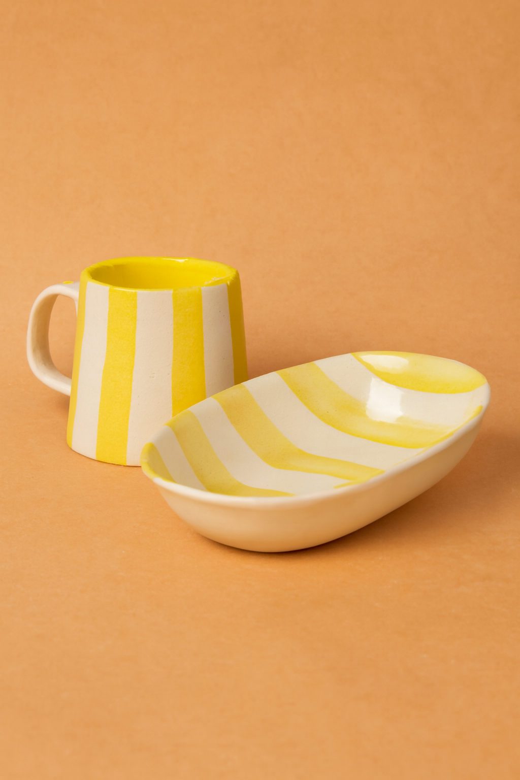 Yellow Stripe Ceramic (Combo Bowl and Cup )