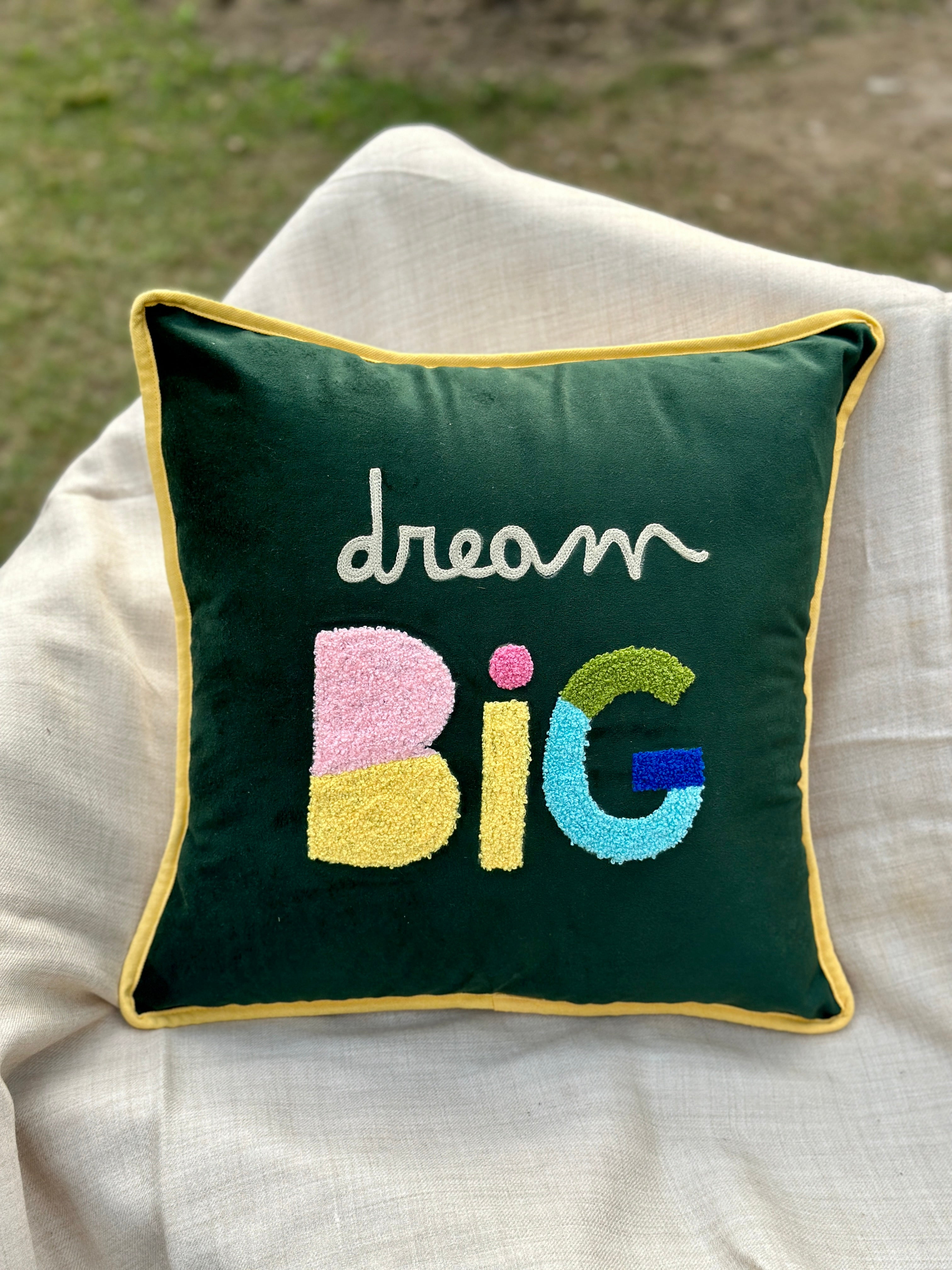 Dream Big Velvet Cushion Cover