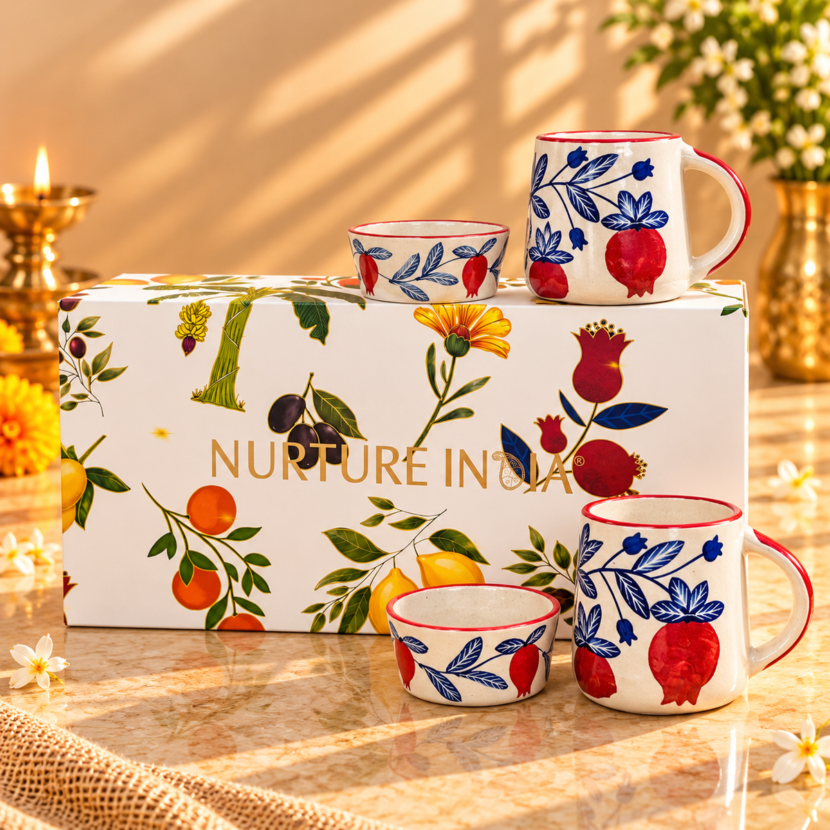 2 pcs Ramekin & 2 pcs Mugs Set - Gift Box