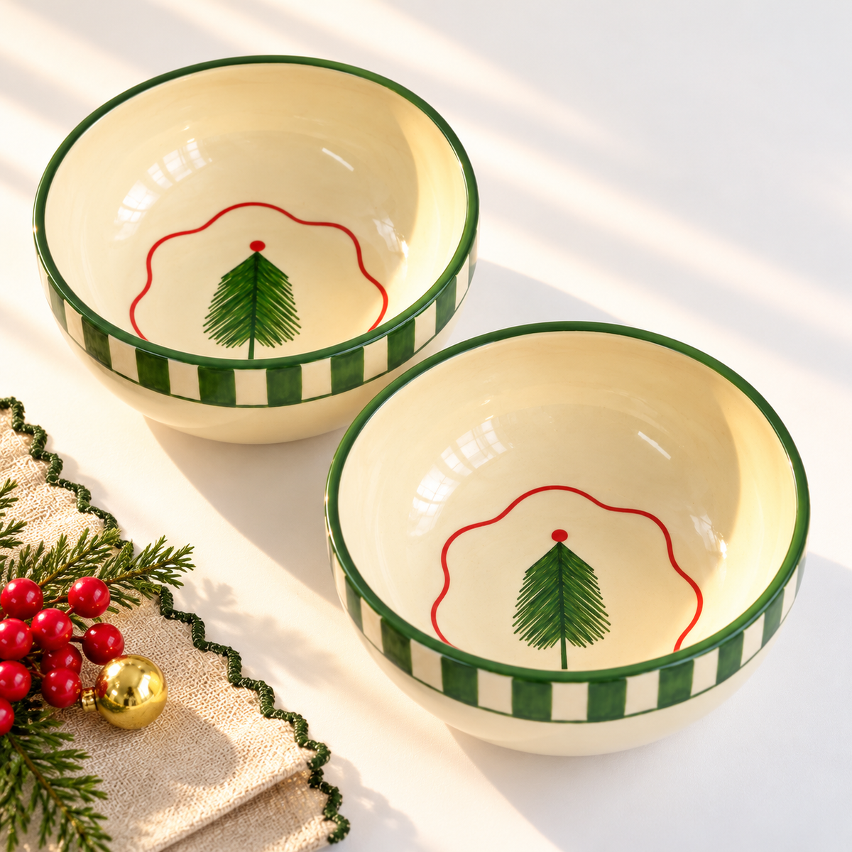 Christmas Tree Green Ceramic Small Bowl