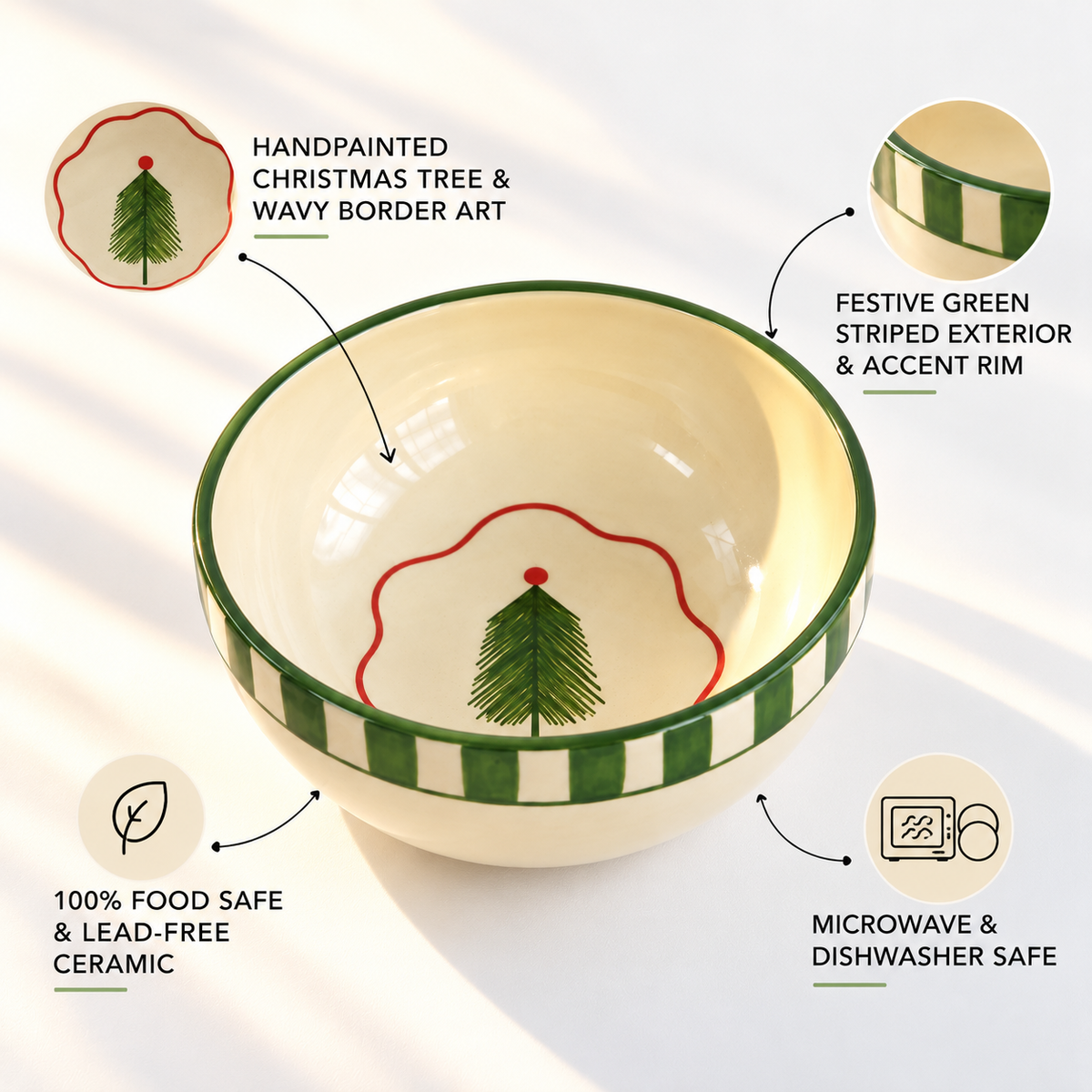 Christmas Tree Green Ceramic Small Bowl