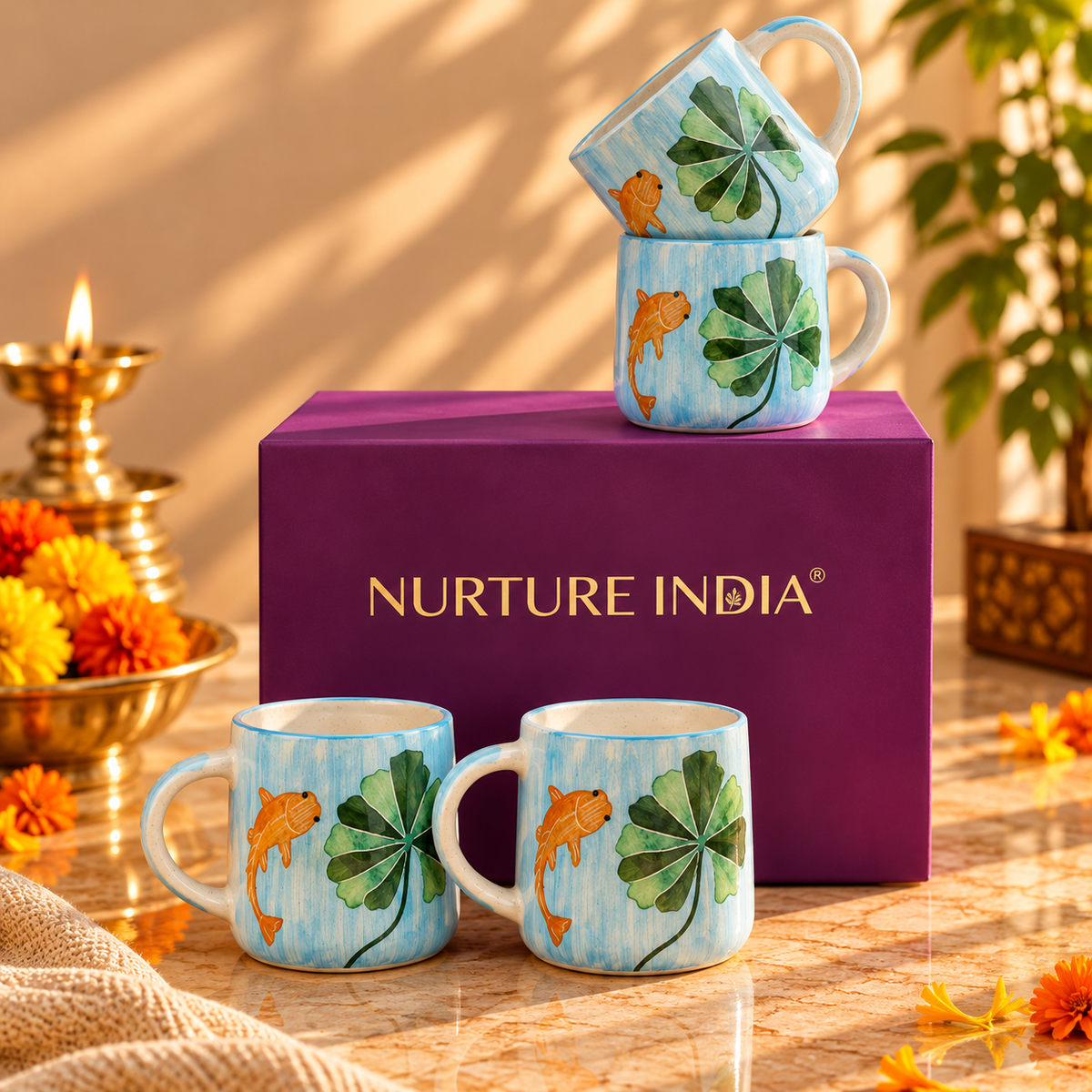 Set of 4 Mugs - Gift Box (Purple)