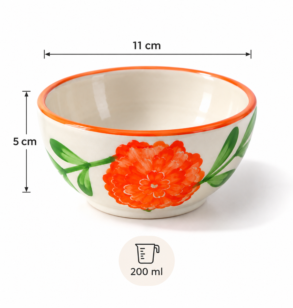 Multipurpose  Marigold Mandi Ceramic Prep & Dip Bowl