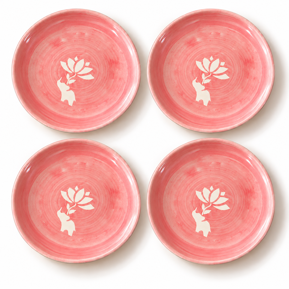 Lucky Lotus Handpainted Ceramic Plate (7.5 inches) - Pink
