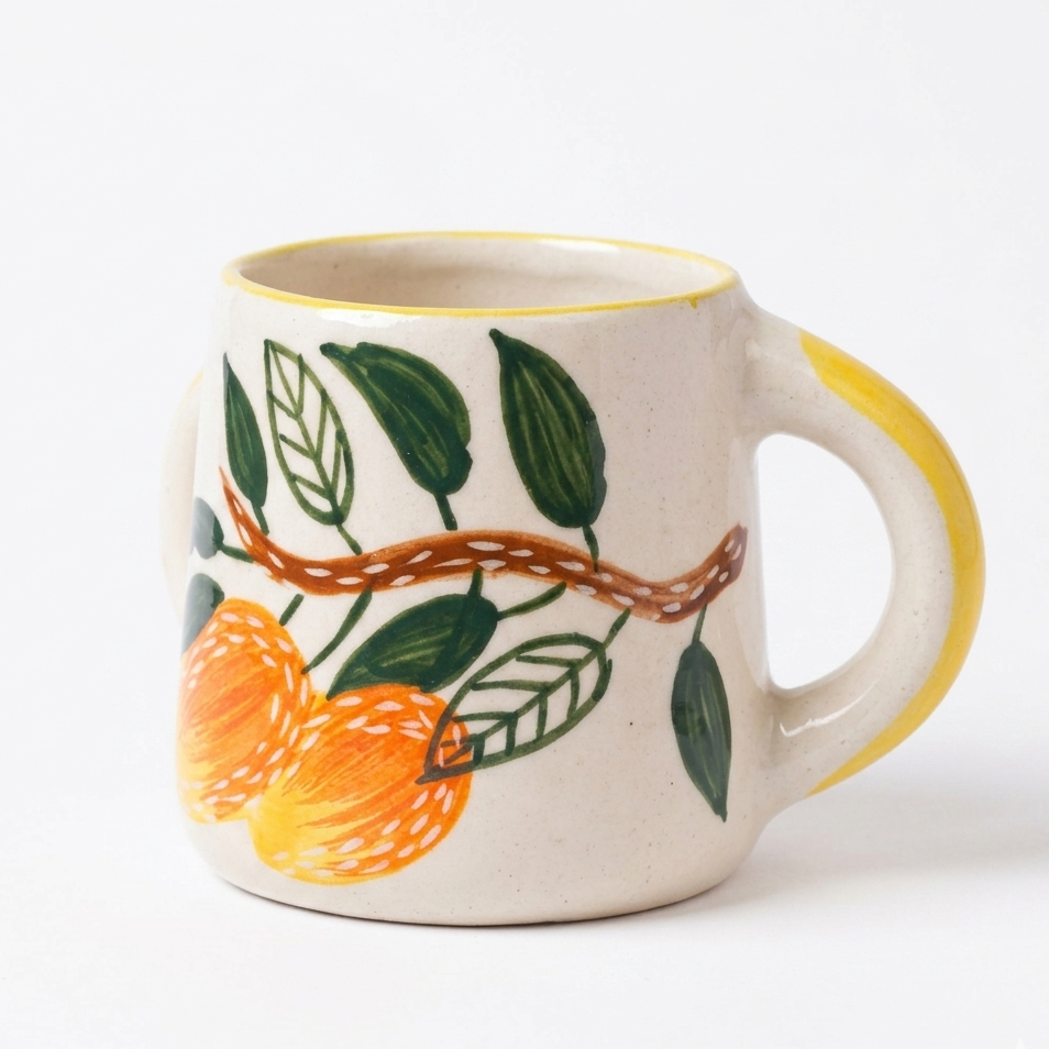 Mango Mehfil Handpainted Ceramic Mug (300 ml )