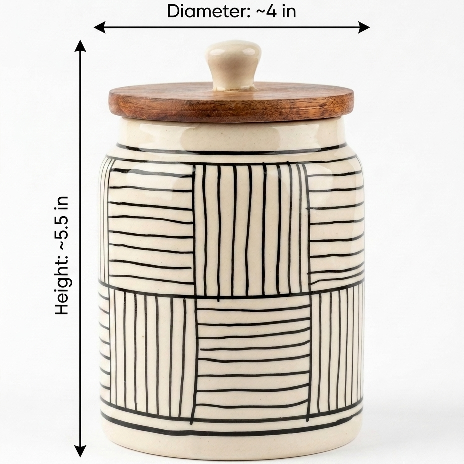 Geometric Hand‑Painted Ceramic Storage Jar - 800ml