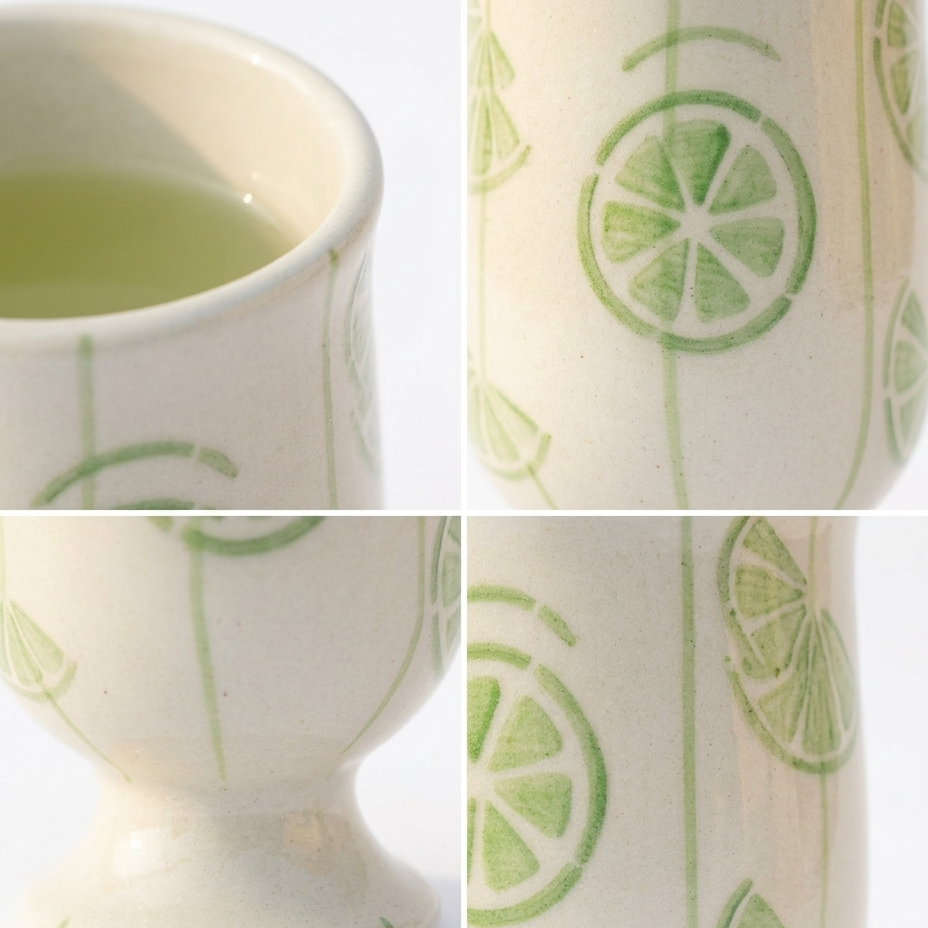 Sweet Lime Hand‑Painted Ceramic Pedestal Juice Glass –Set of 2 (260ml)