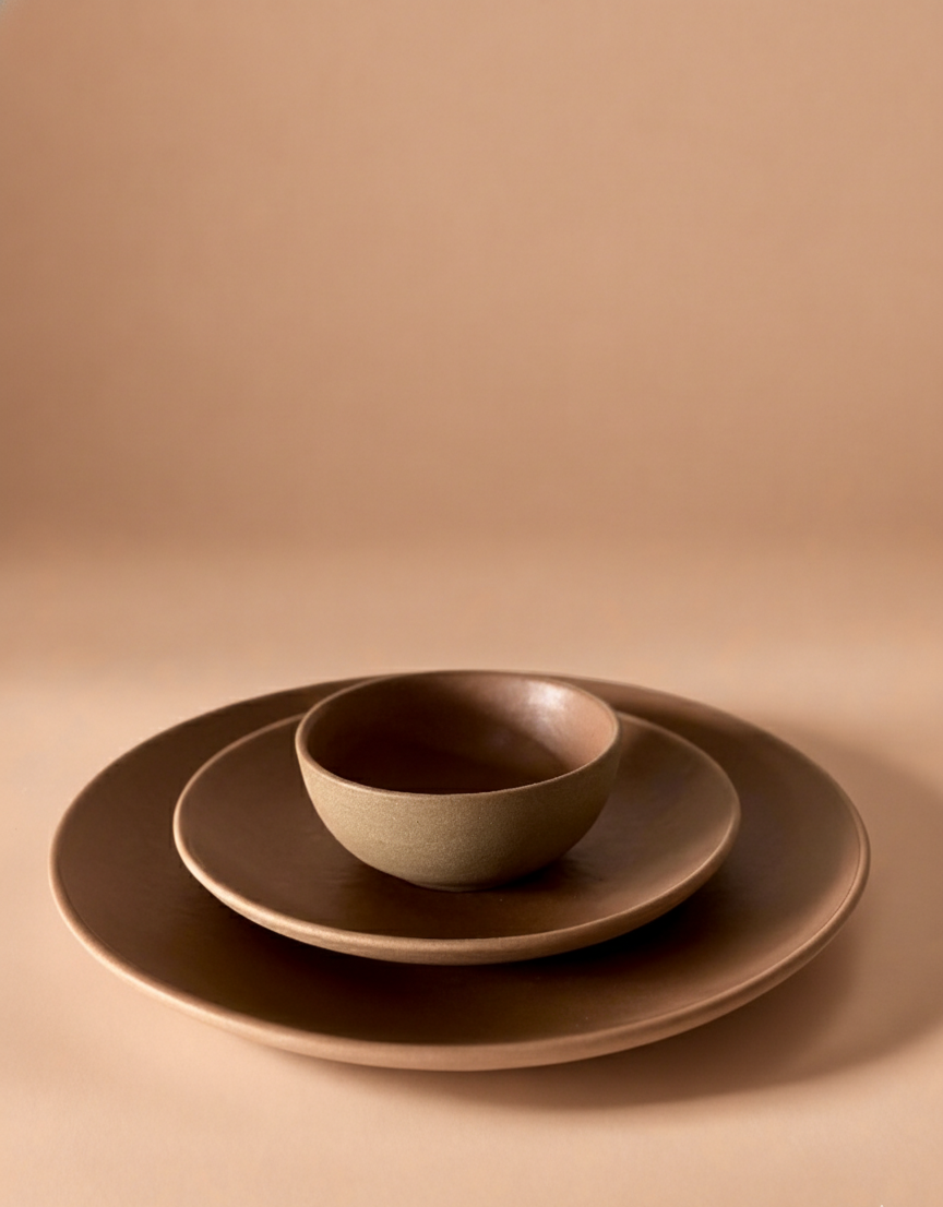 Terracotta Brown Dinner Set of 3 Matte