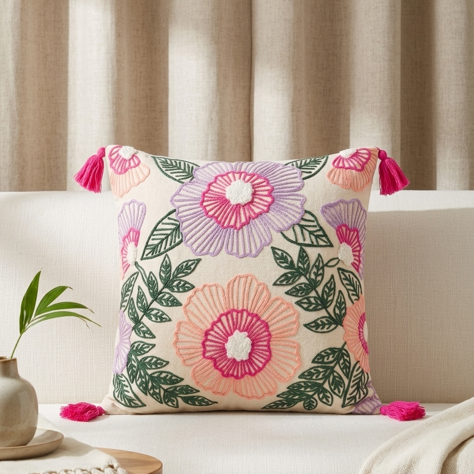 Fields of Spring Cotton Cushion Cover - 16x16"