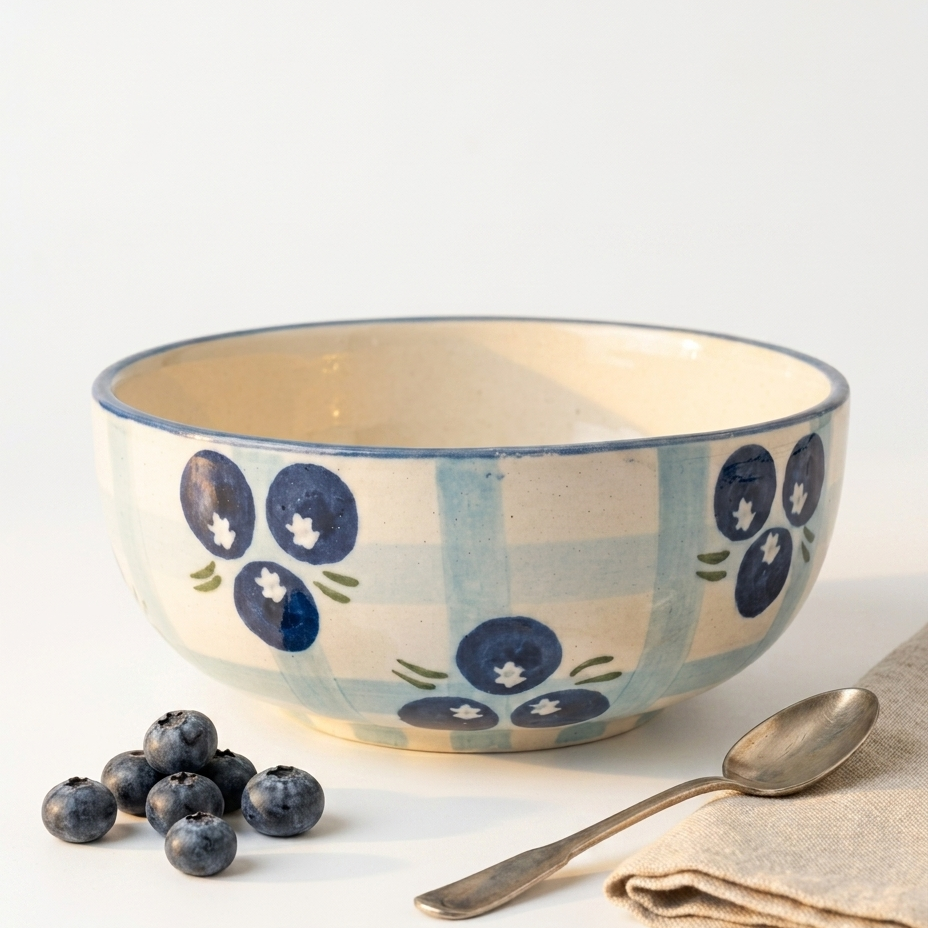 Blueberry Check Pattern Ceramic Small Bowl