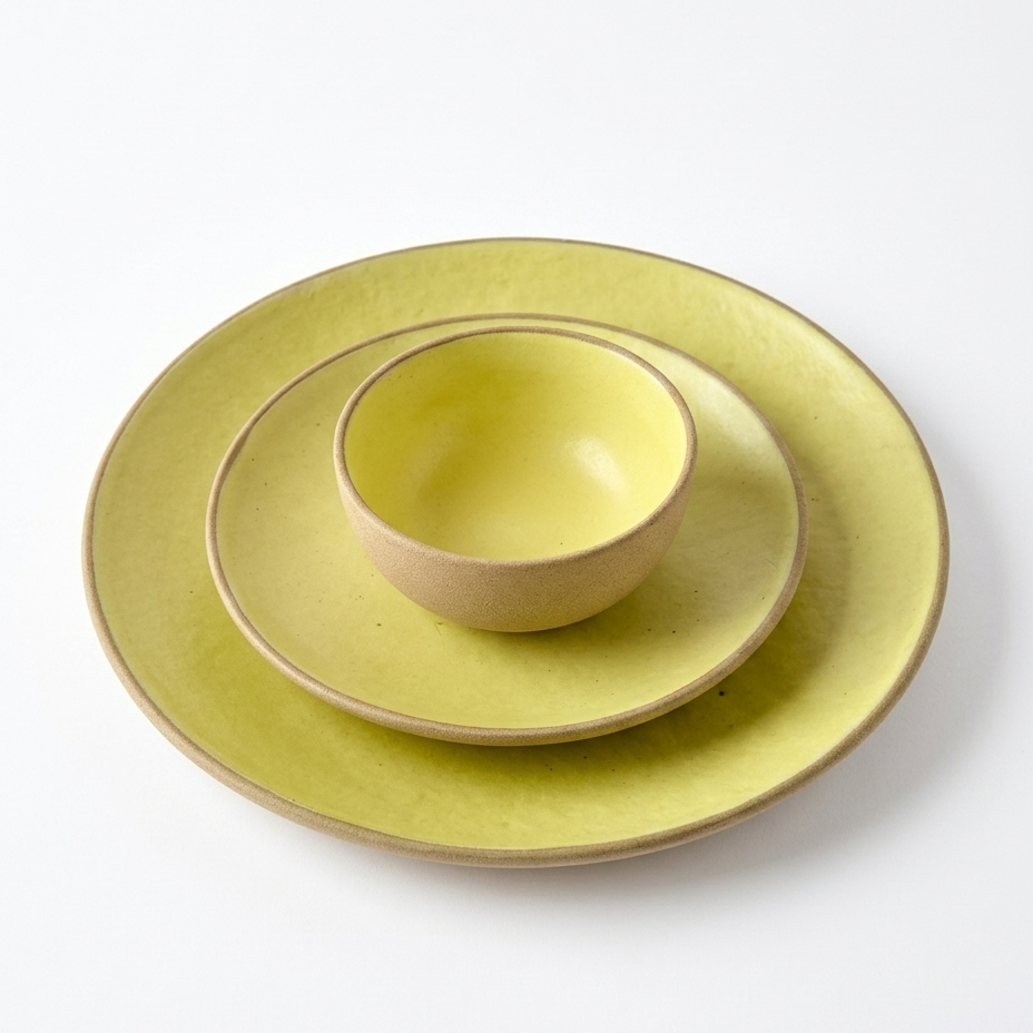 Lemon Yellow Dinner Set of 3 Matte