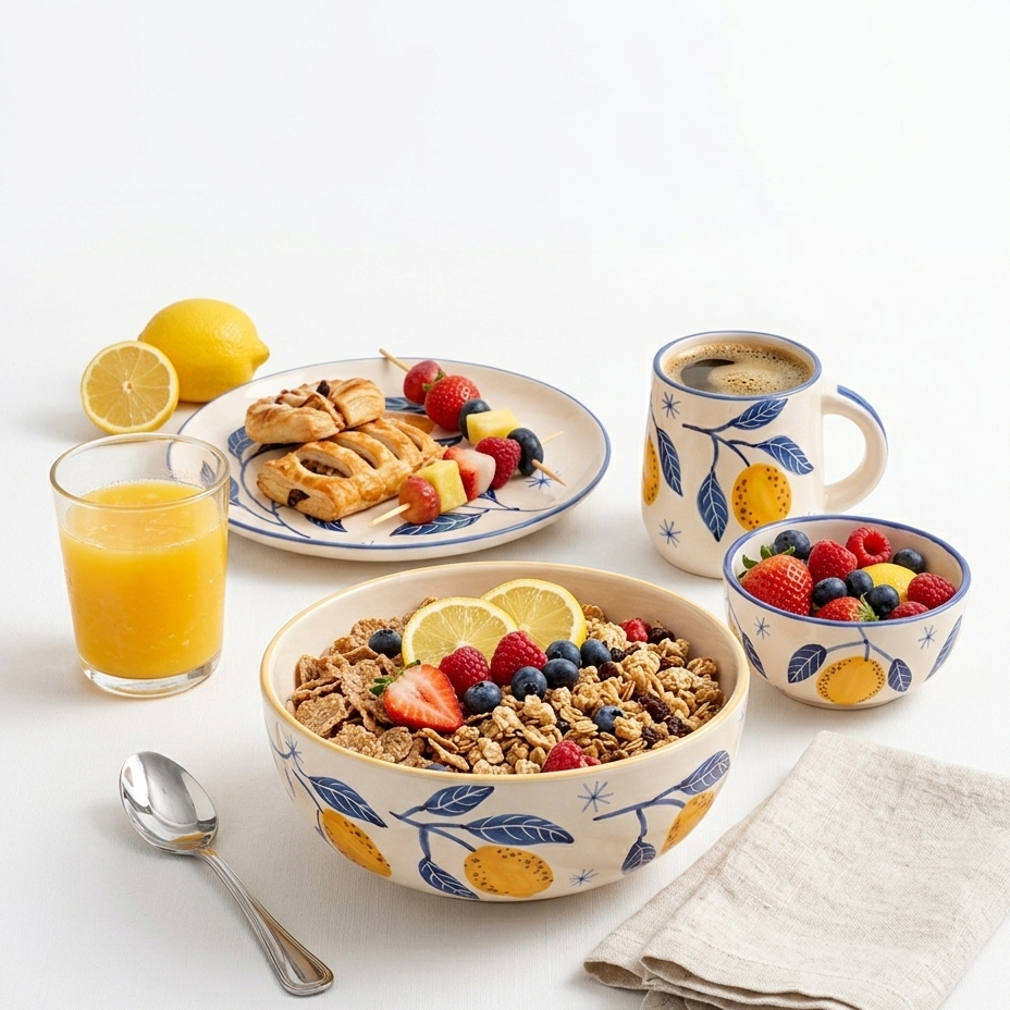 Italian Lemon Summer Breakfast Set of 4