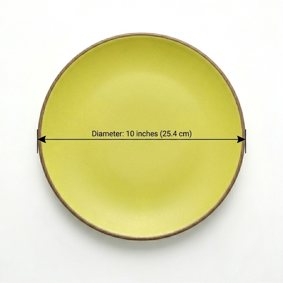 Handmade Matte Lime Yellow Ceramic Dinner Plate (Matte Finish) (10 Inches )