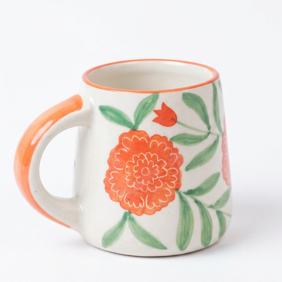 Marigold Mandi Handpainted Ceramic Mug (300 ml)