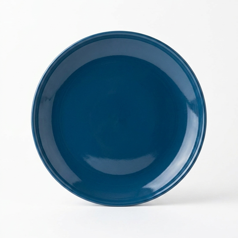 Glossy Ocean Blue Ceramic Dinner Plate ( 10 Inches )