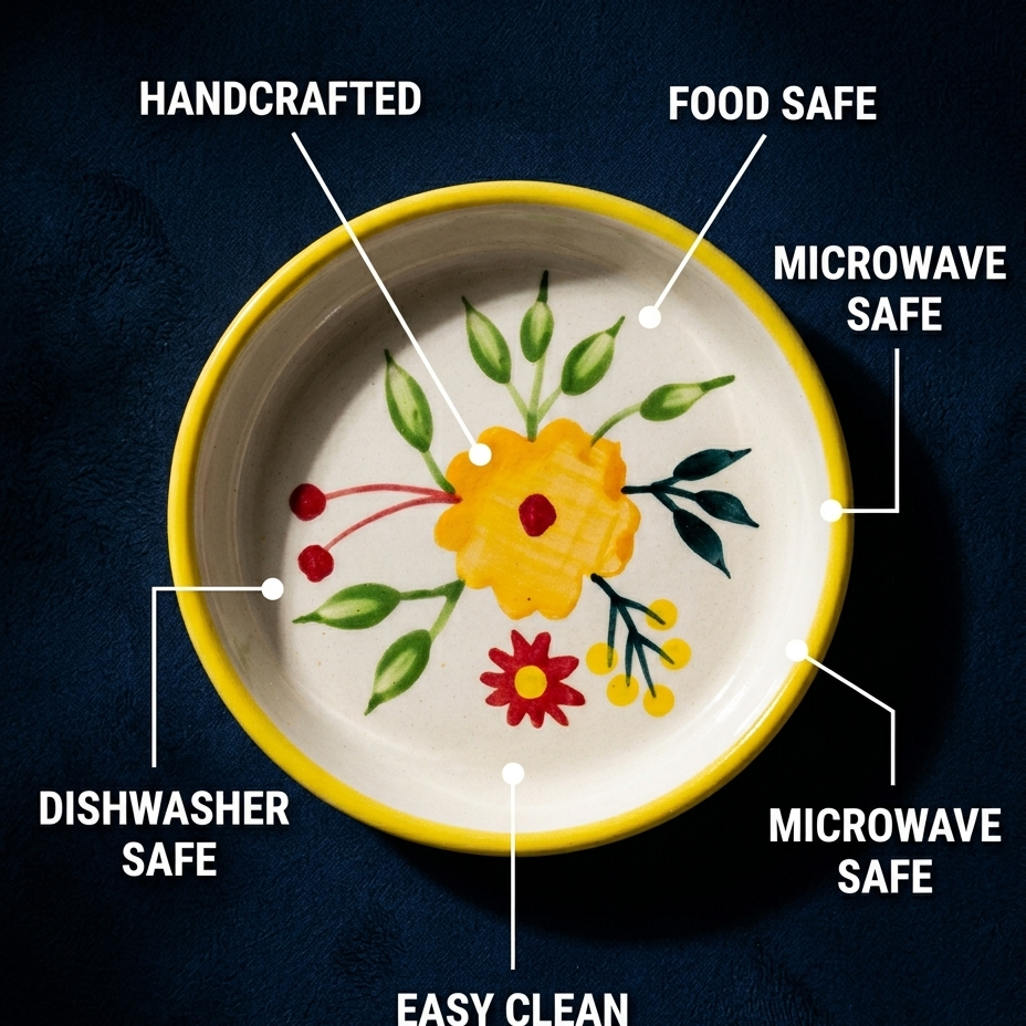 Elegant Ceramic Tapas Plates with Floral Design – Set of 4 (5.5 Inch)