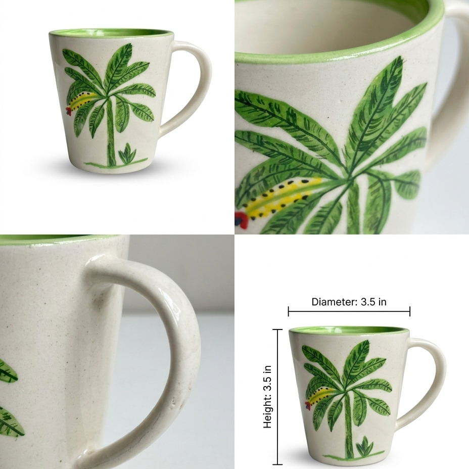 Banana Bloom Handpainted Ceramic Mug (300 ml)