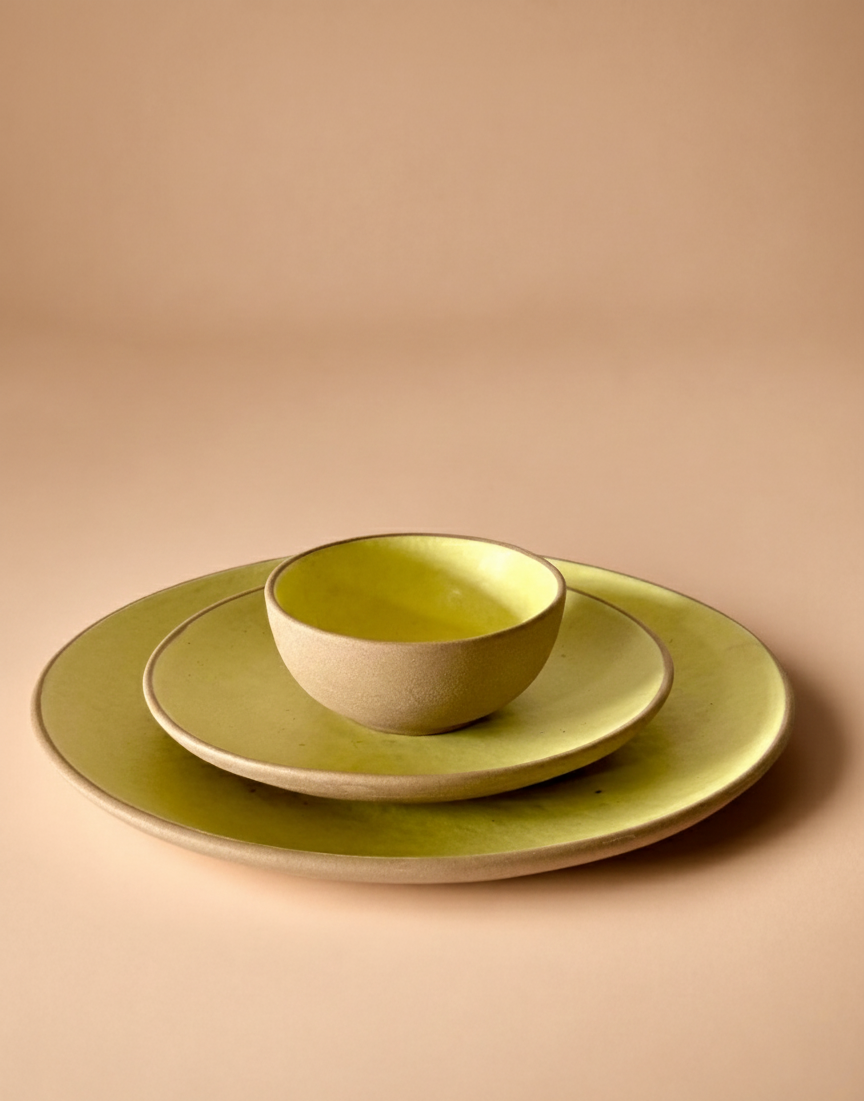 Lemon Yellow Dinner Set of 3 Matte