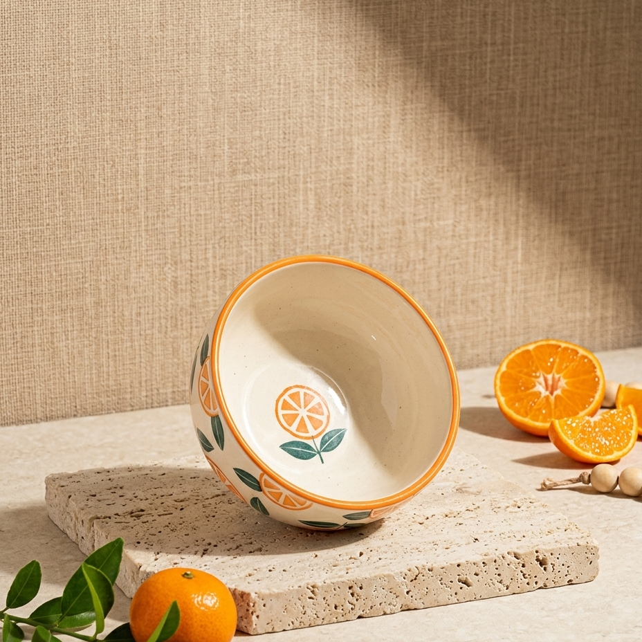 Narangi Orange Ceramic Small Bowl