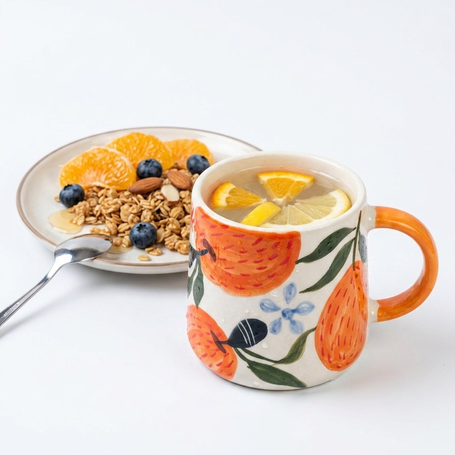 Fresh Orange Charm : Artistic Ceramic Mugs (300 ml)