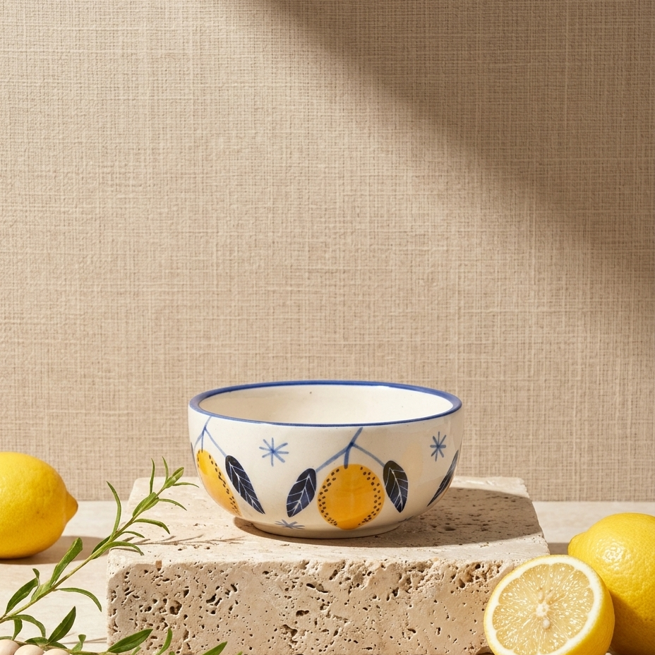 Lemon Leafy Ceramic Small Bowl