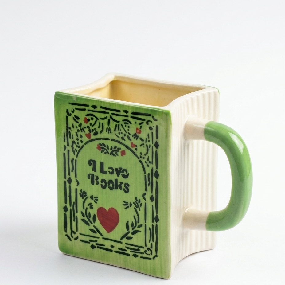Nostalgic Book Bound Ceramic Coffee Mug (Green )