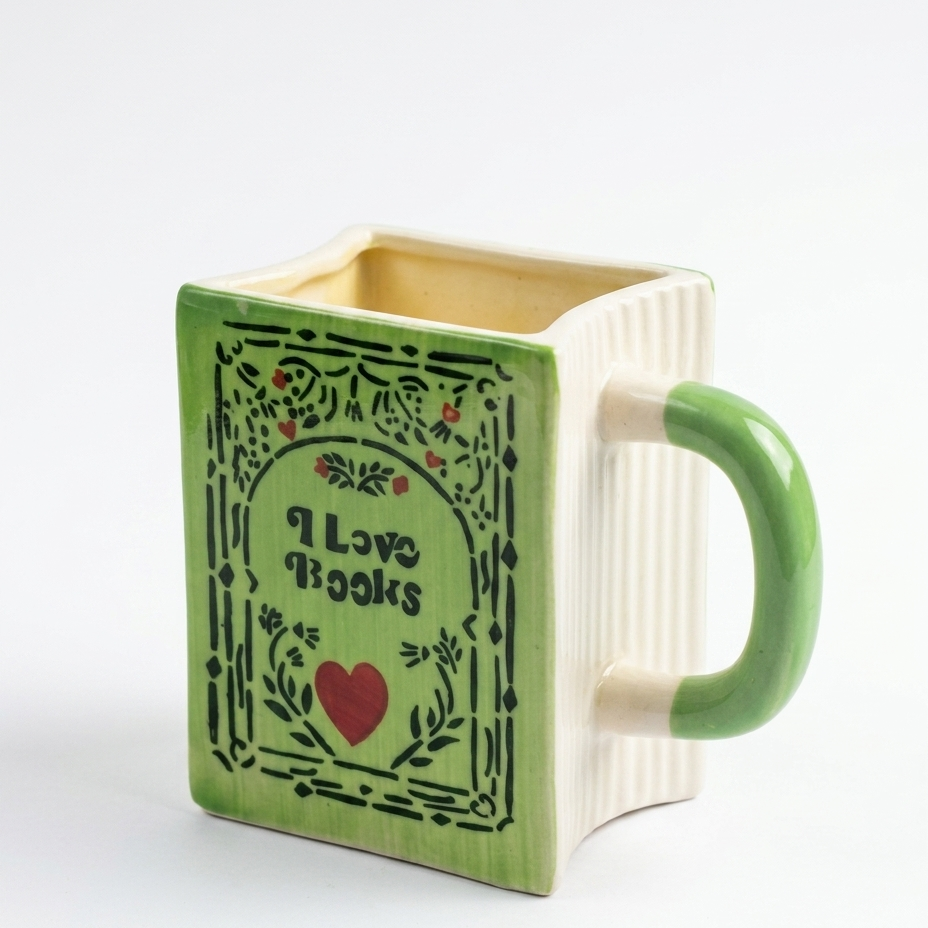 Nostalgic Book Bound Ceramic Coffee Mug (Green )