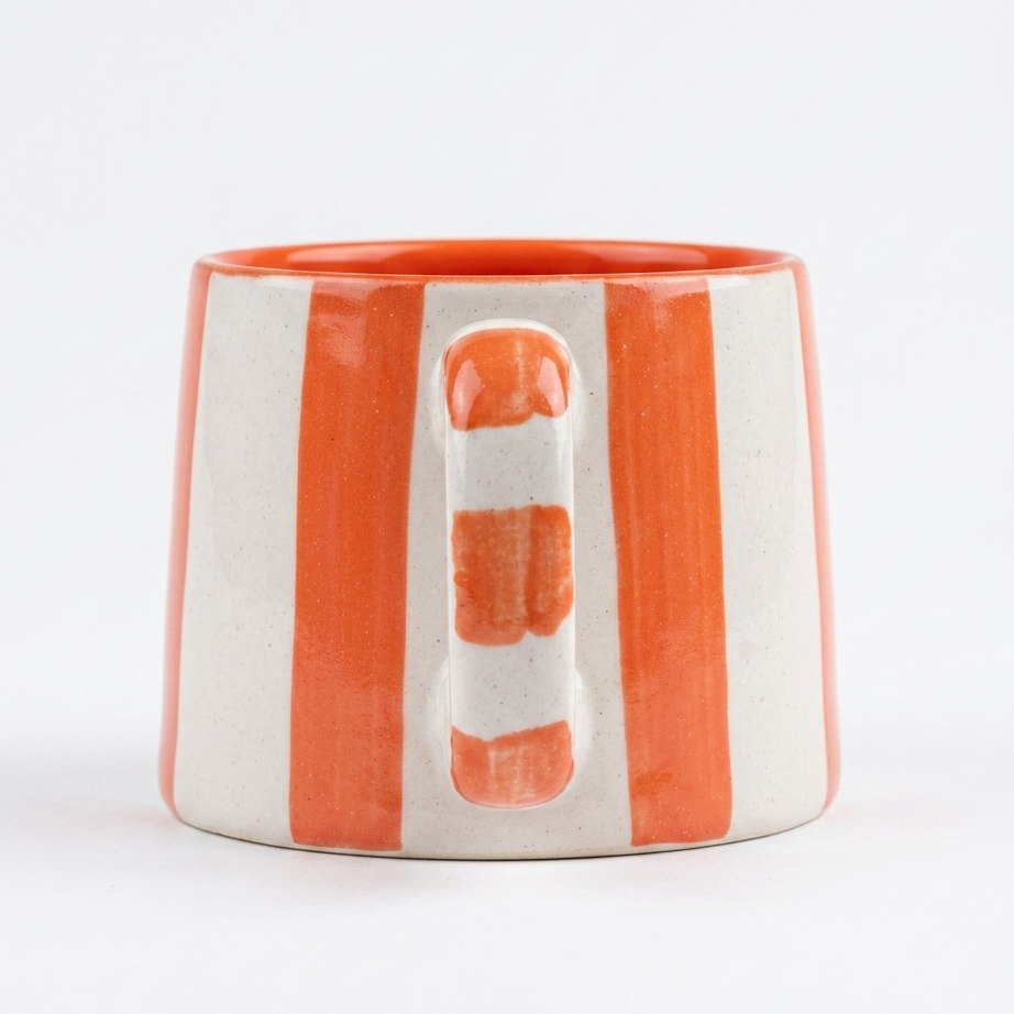 Vintage Orange Stripe Ceramic Coffee Cup - 220ml