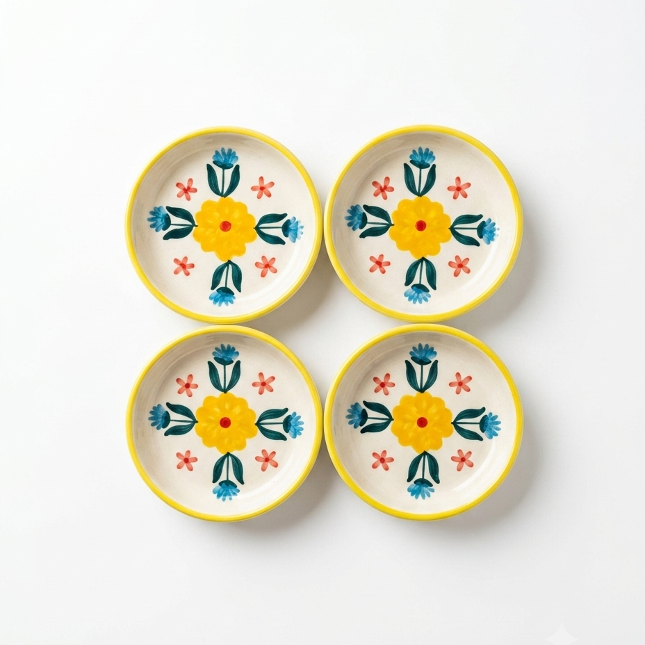 Floral Extravaganza Ceramic Tapas Set of 4