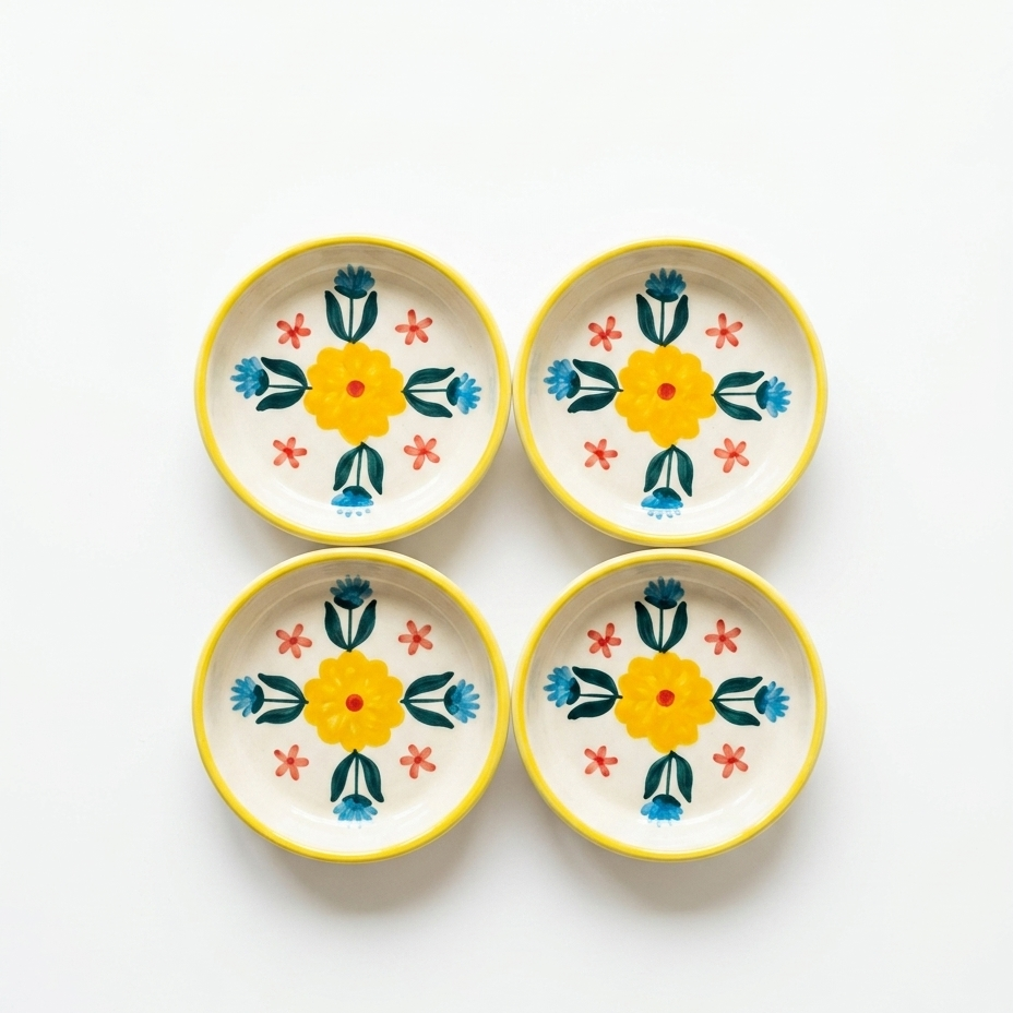 Floral Extravaganza Ceramic Tapas Set of 4