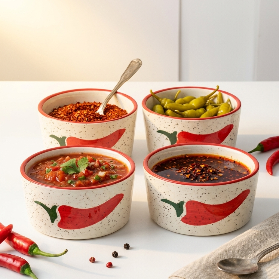 Keep It Spicy Ceramic Ramekin Bowls Set of 4