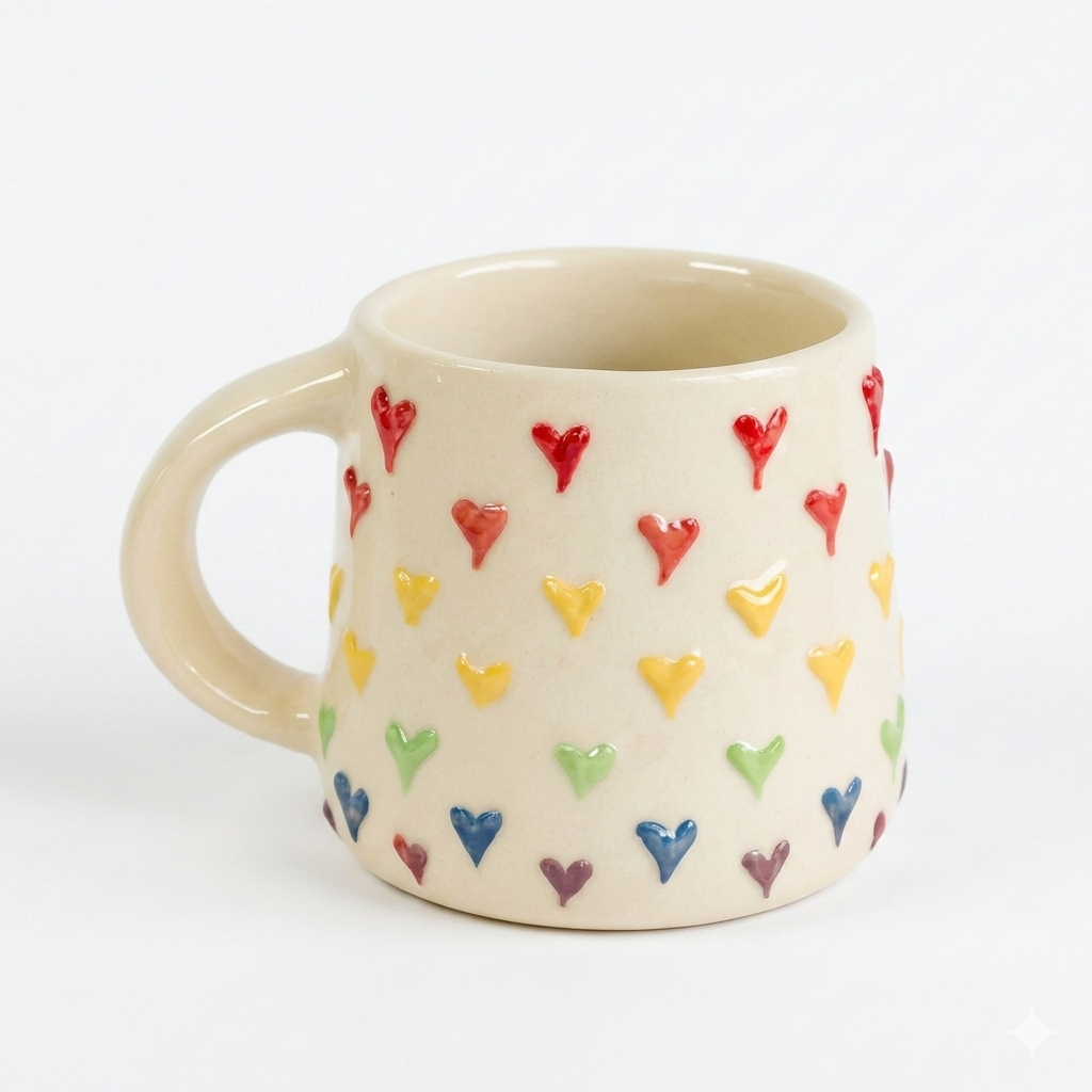 Embossed Rainbow Heart Mug