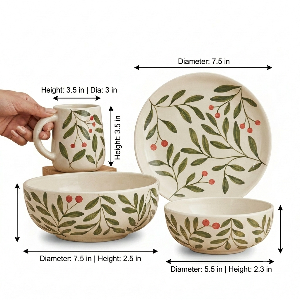 Olive Leaf Breakfast Set of 4