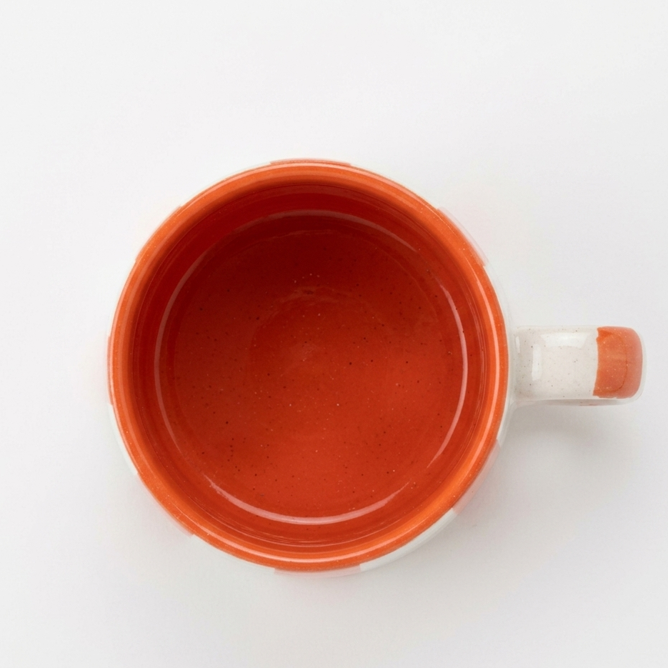 Vintage Orange Stripe Ceramic Coffee Cup - 220ml