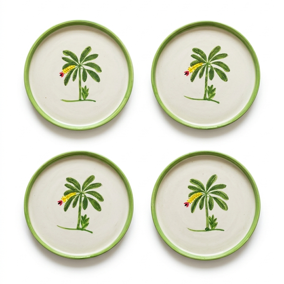 Banana Bloom Handpainted Ceramic Plates (8 Inches)
