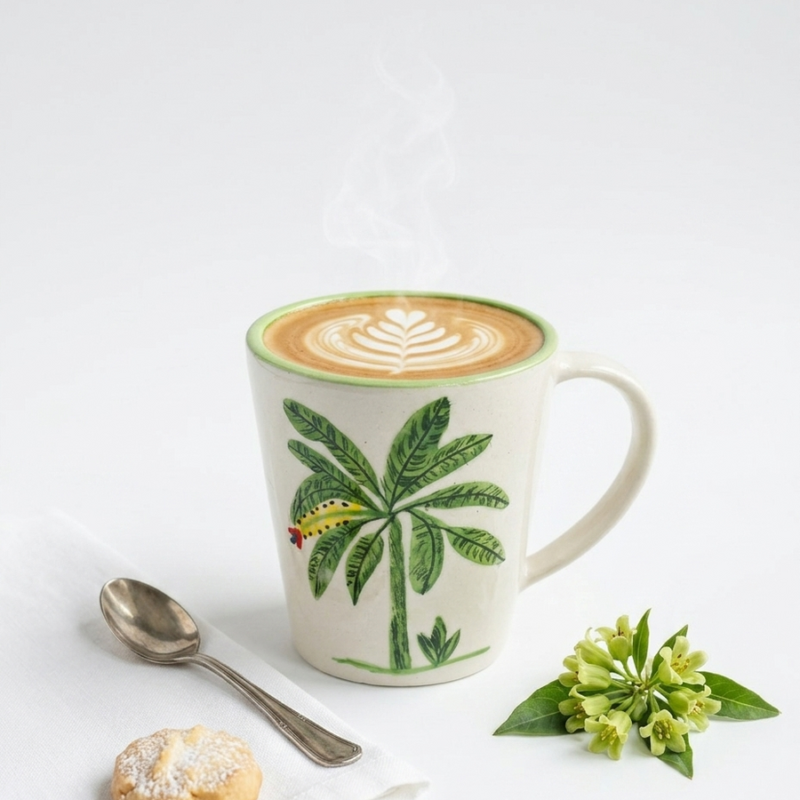 Banana Bloom Handpainted Ceramic Mug (300 ml)