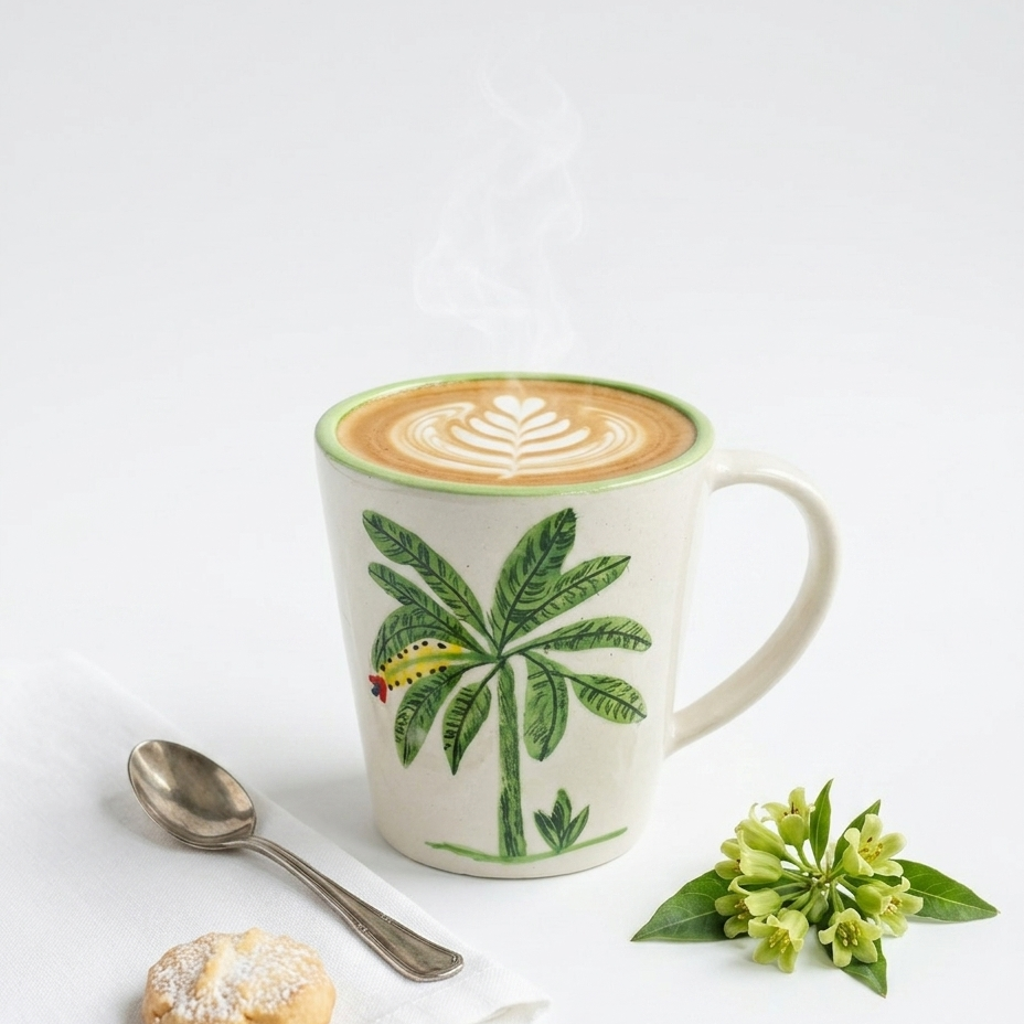 Banana Bloom Handpainted Ceramic Mug (300 ml)