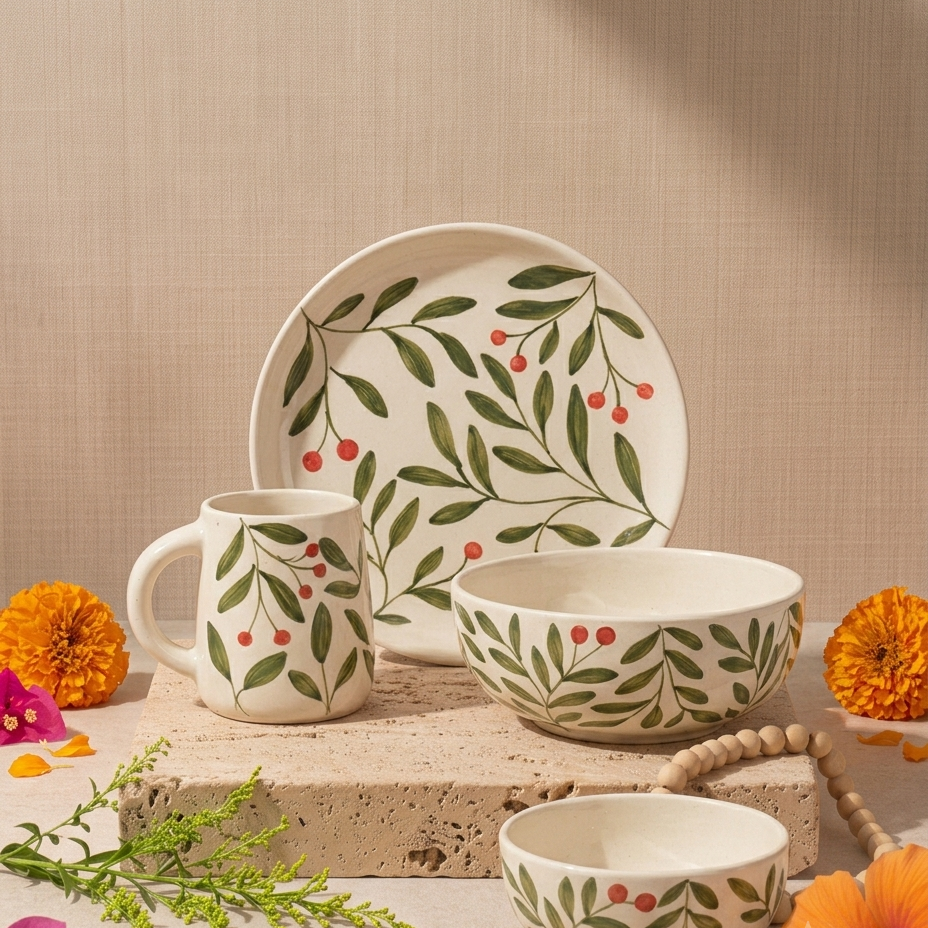 Olive Leaf Breakfast Set of 4