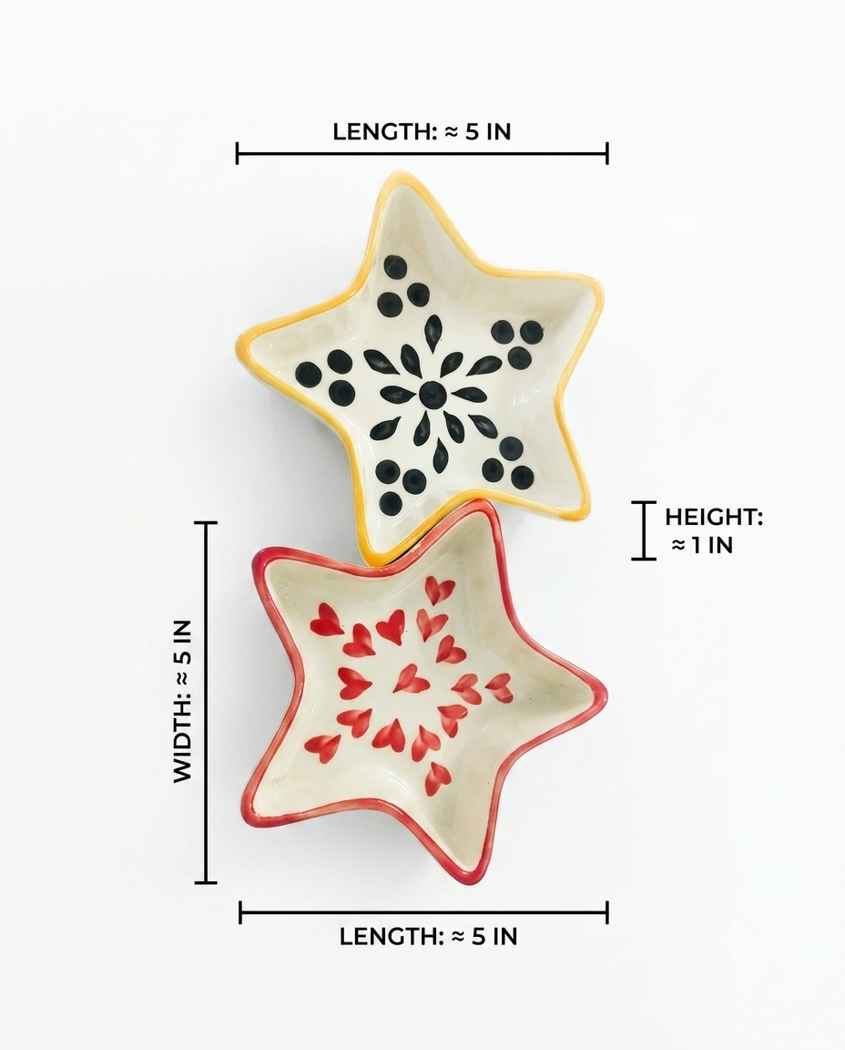 Hand-Painted Ceramic Star Platters – Set of 2