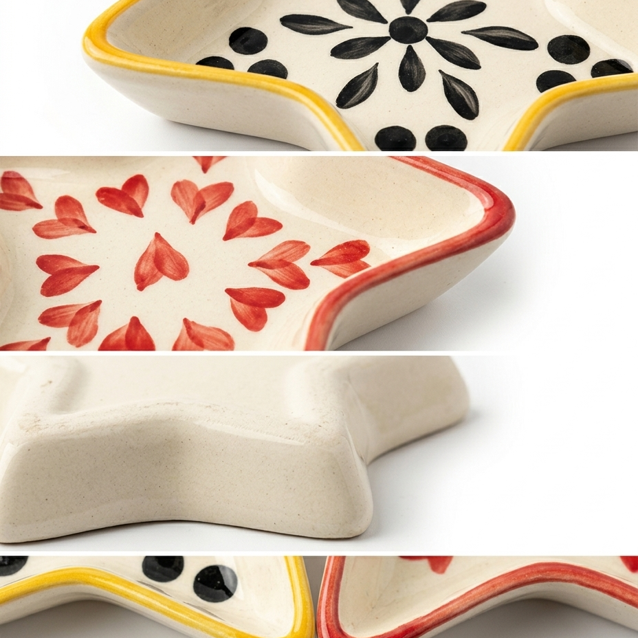 Hand-Painted Ceramic Star Platters – Set of 2