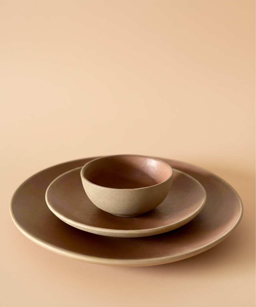 Terracotta Brown Dinner Set of 3 Matte