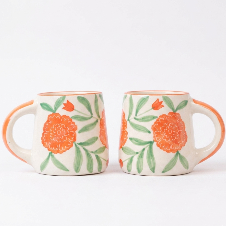 Marigold Mandi Handpainted Ceramic Mug (300 ml)
