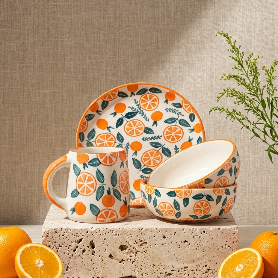 Narangi Orange Breakfast Set of 4