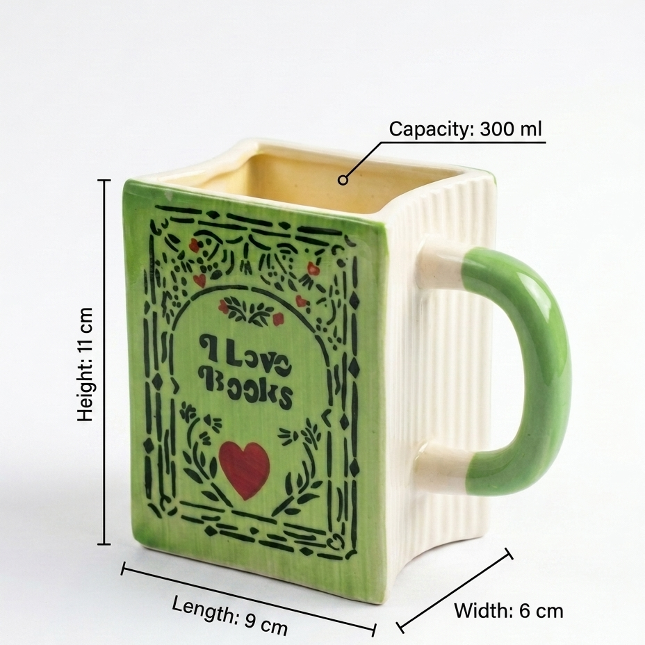 Nostalgic Book Bound Ceramic Coffee Mug (Green )